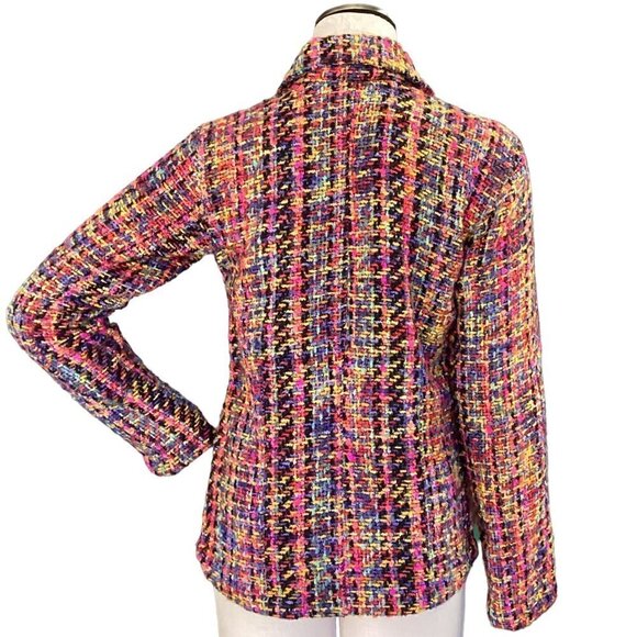 Chico's 0 (S/4) Colorful Tweed Woven Blazer Jacket Button-Front  40S - Picture 5 of 8